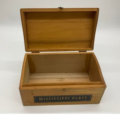 Mississippi Glass Wooden Storage Box 8"x5"4" Tan Industrial Vintage Crate