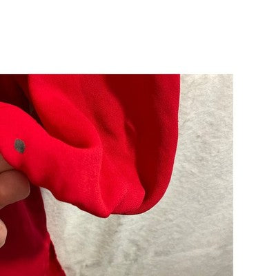 Sami & Jo Blouse Womens XL Red Chain Neck Balloon Sleeve High Low Top