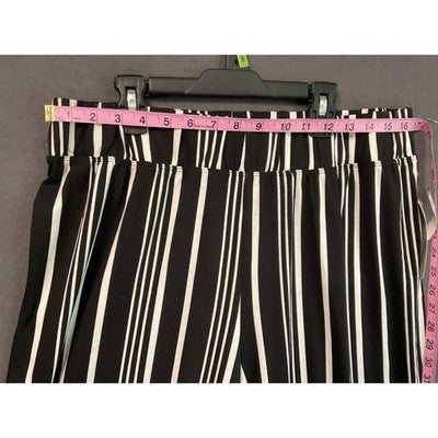 French Laundry Be In The Moment XL Black White Vertical Stripe Pull On Pants NWT