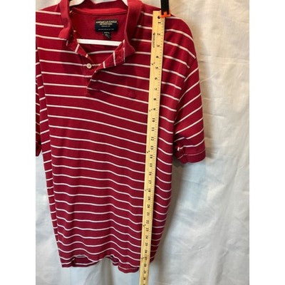 American Eagle Outfitters Men's XL Polo Shirt, Maroon with Grey/White Stripes