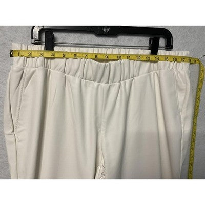Lisadnyc The Drop Pants Womens 2XL Cream Faux Leather Pull On High Rise Pockets