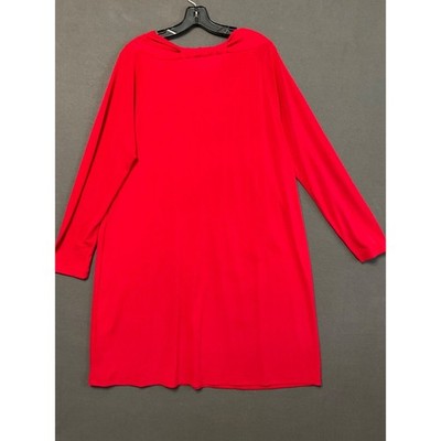 Chadwicks PXL Red Liquid Knit Dress Square Neck Stretch 90s Romantic