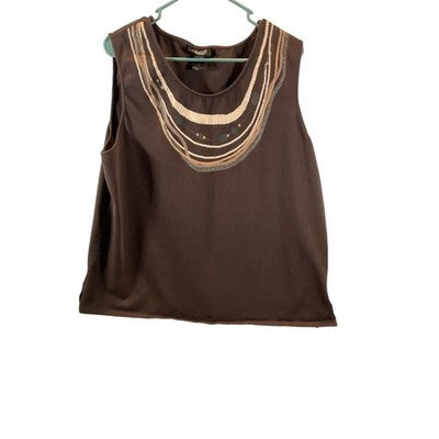 Liz & Me Platinum Collection Women’s Sleeveless Top  Beaded Scoop Neck 1X 18/20