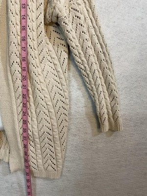 Moon & Madison Sweater Womens Medium White Open Knit Crochet Cardigan Top