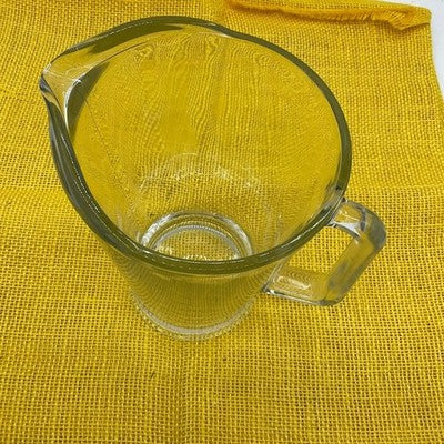Vintage Glass Pitcher Clear Heavy Tapered Water Juice Carafe Serving MCM