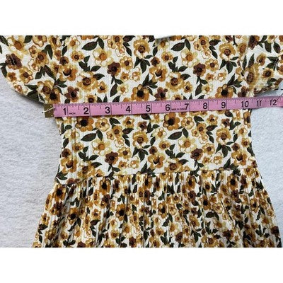 Little Lass Dress Girls Size 6 Yellow Floral Short Sleeve Casual Spring Summer