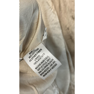 Ann Taylor Loft Trench Coat Womens Medium Gray Twill Ruffle Collar Lined Button