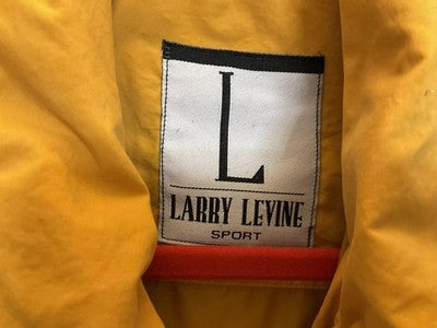 Larry Levine Jacket Womens Medium Yellow Twill Parka Zip Pockets Drawstring