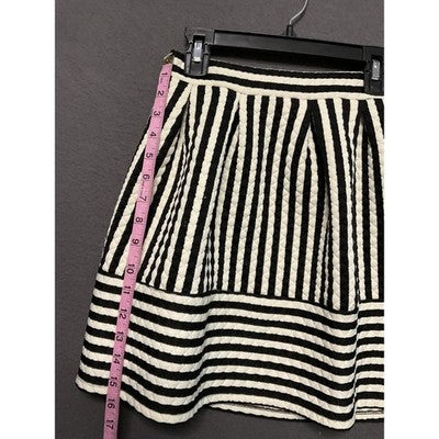 Xhilaration XS black & white/cream color striped mini skirt pull-on stretch