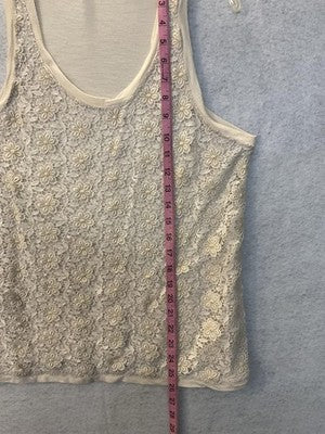 J Crew Tank Top Womens Medium White Floral Lace Embroidered Camisole Scoop Neck
