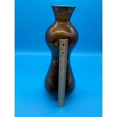 Vintage 60's Amber Glass Genie Bottle Decanter 18.5" San Miguel Spain w/ Stopper