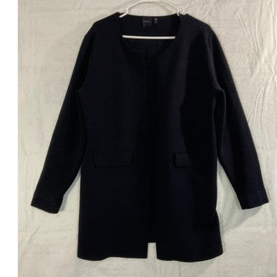 Rafaella Cardigan Sweater Womens XL Black Open Front Longline Knit Casual
