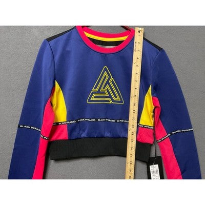 Black Pyramid Colorblock Cropped Pullover Sweatshirt Womens XS NTW Retail $68