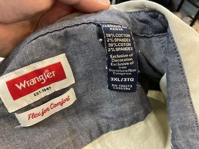 Wrangler Flex For Comfort Shirt Mens 3XL Beige Stretch Long Sleeve Button Up