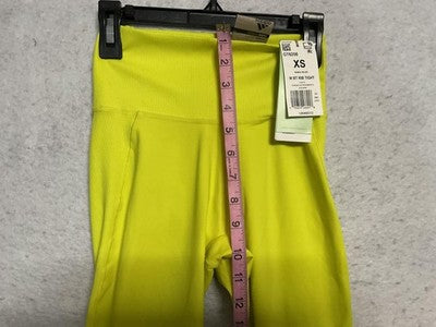 Adidas Leggings Womens XS Acid Yellow 7/8 Tight High Rise Ribbed Training GT6256