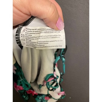 Ekouaer Women's One-Piece Swimsuit M Black Floral Tropical Crisscross Back NWT