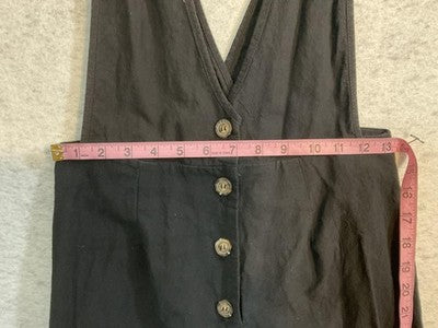 Sienna Sky Jumpsuit Womens Small Black Sleeveless V Neck Button Front Wide Leg