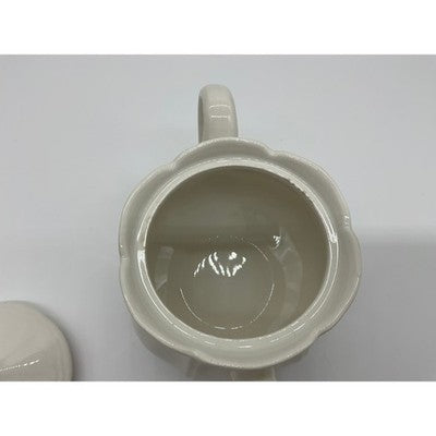 Vintage Sugar Bowl Unisex OS White Scalloped Ceramic Lidded Tea Service