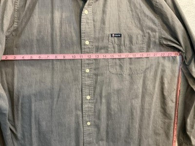 Chaps Shirt Mens XL Gray Easy Care Check Long Sleeve Button Down Pocket Casual