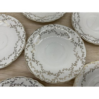 Vintage Royal China Co Ohio Saucers Set of 6 Floral 22K Gold Trim Plates USA