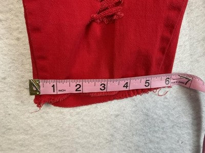 Bamboo Shorts Juniors 1 Red Distressed Denim Bermuda Raw Hem Stretch Casual