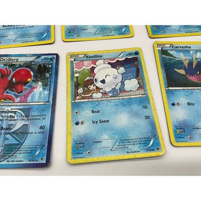 Pokemon Water Card Lot 6pc Blue Octillery Seaking Vanillite Carvanha TCG Bundle