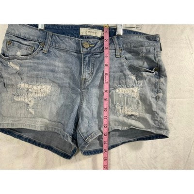 Torrid Denim Shorts Womens 14 Light Wash Distressed Frayed Hem Summer Casual