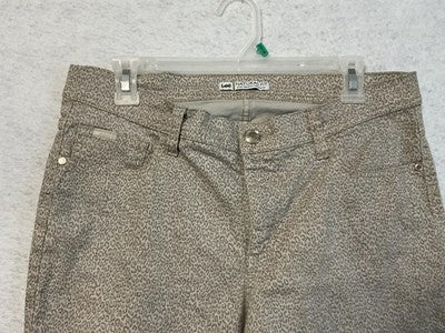 Lee Jeans Womens 32x23 Tan Leopard Animal Print Natural Fit Just Below Waist Y2K