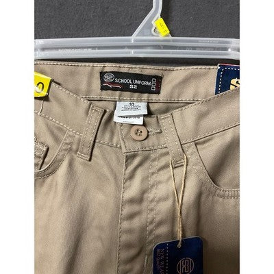School Uniform Shorts Boys 10 Khaki Chino Adjustable Waist NWT