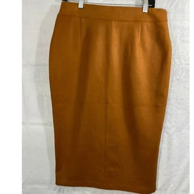 Marc New York Pencil Skirt Womens Med Brown Button Front Tie Waist Midi Office