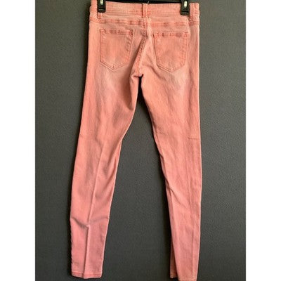Wet Seal Skinny Jeans Peach Color Distressed Juniors Size 5 Cotton Stretch