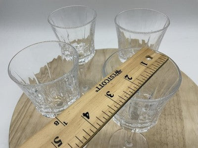 Unmarked Clear Pressed Glass Wine Glasses Set Of 4 Geometric Stemmed Barware