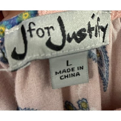 J for Justify Maxi Dress Womens Large Pink Paisley Strappy T-Back Boho Summer
