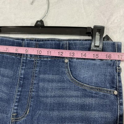 Liverpool Jeans Womens 14 Blue Medium Wash Straight Pull On Stretch Denim