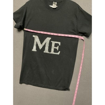 Women's Black T-Shirt "ME" Text Design Size Medium Cotton Shirt Graphic Tee
