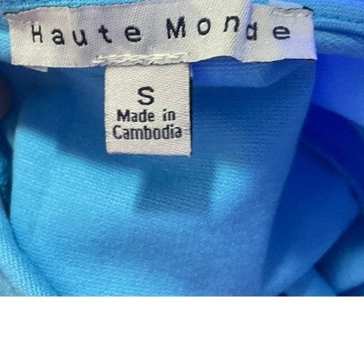 Haute Monde Bodycon Midi Dress Womens Small Blue Square Neck Slit NWT Summer