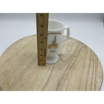Vintage Walt Disney World Dad Milk Glass Mug White Gold Castle Cinderella