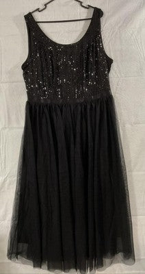 Berylove Dress Womens 3XL Black Sequin Tulle Scoop Neck Maxi Formal Gown NWT