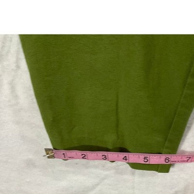 7th Avenue Ankle Pants Women 14 Olive Green Slim Tapered Stretch Work Trousers