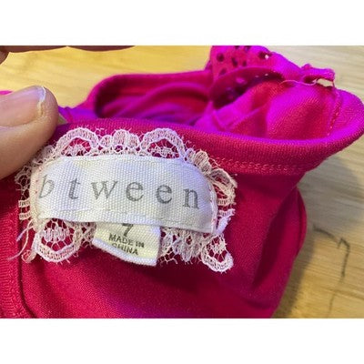 Btween Ruffle Eyelet Romper Girls Size 7 Magenta Pink Sleeveless Summer Play