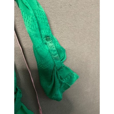 The Limited Chevron Blouse XS Green Roll Tab Sleeves Lined Textured Feminine