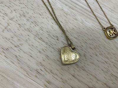 Lot 3 Mixed Brand Necklaces Gold Tone Heart Cross MK Teardrop Womens Jewelry