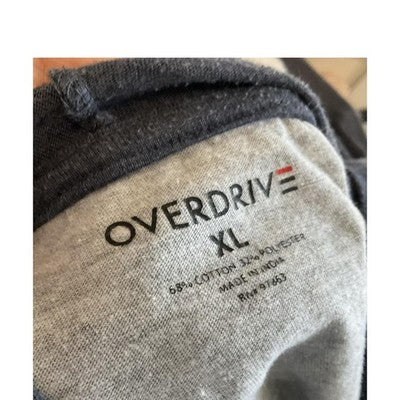 Overdrive Hoodie Mens Extra Large Gray Black Paisley Stripe Lightweight Pullover