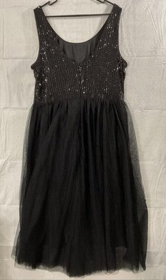 Berylove Dress Womens 3XL Black Sequin Tulle Scoop Neck Maxi Formal Gown NWT