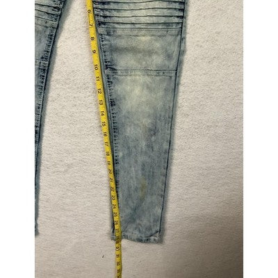 Essentials Jeans Mens 30x30 Skinny Moto Biker Acid Wash Ribbed Knees Distressed