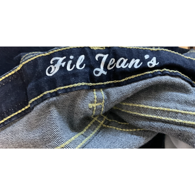 Fil Jeans distressed ripped skinny jeans yellow stitch Y2K streetwear Size 5
