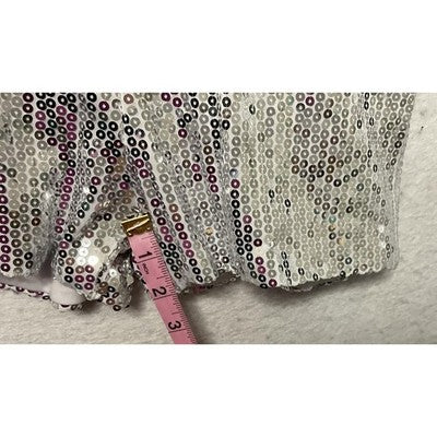Spirit Shorts Girls Medium Silver Sequin Hot Pants Dance Club Costume Party