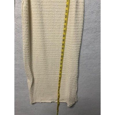 Viciall Dress Womens Small Cream Textured Long Sleeve Midi Bodycon Knot Detail