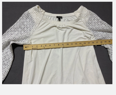 Talbots Blouse Womens Small White Off Shoulder Crochet Raglan Sleeve Boho Top