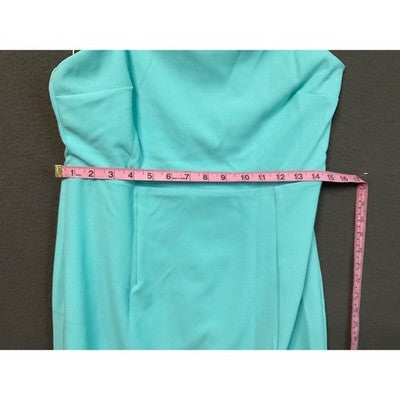HOLIPICK Blue Bodycon Dress L Cowl Neck Sleeveless Slit Front Lined Cocktail NWT